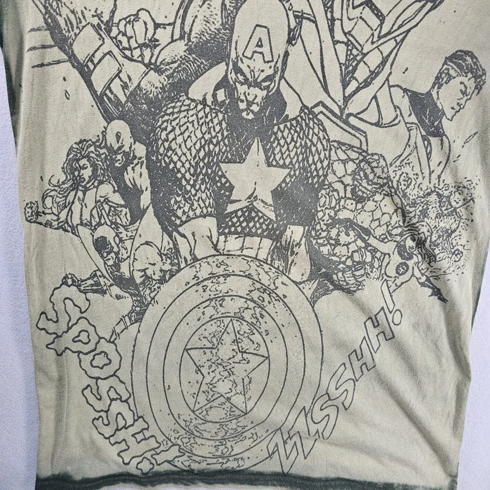 Marvel Extreme T Shirt Mens Medium Captain America Wolverine Iron Man All Over